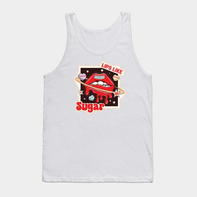 Lips Like Sugar Red Lips XOXO Kiss Me Be Mine Love You Tank Top by Pop Cult Store